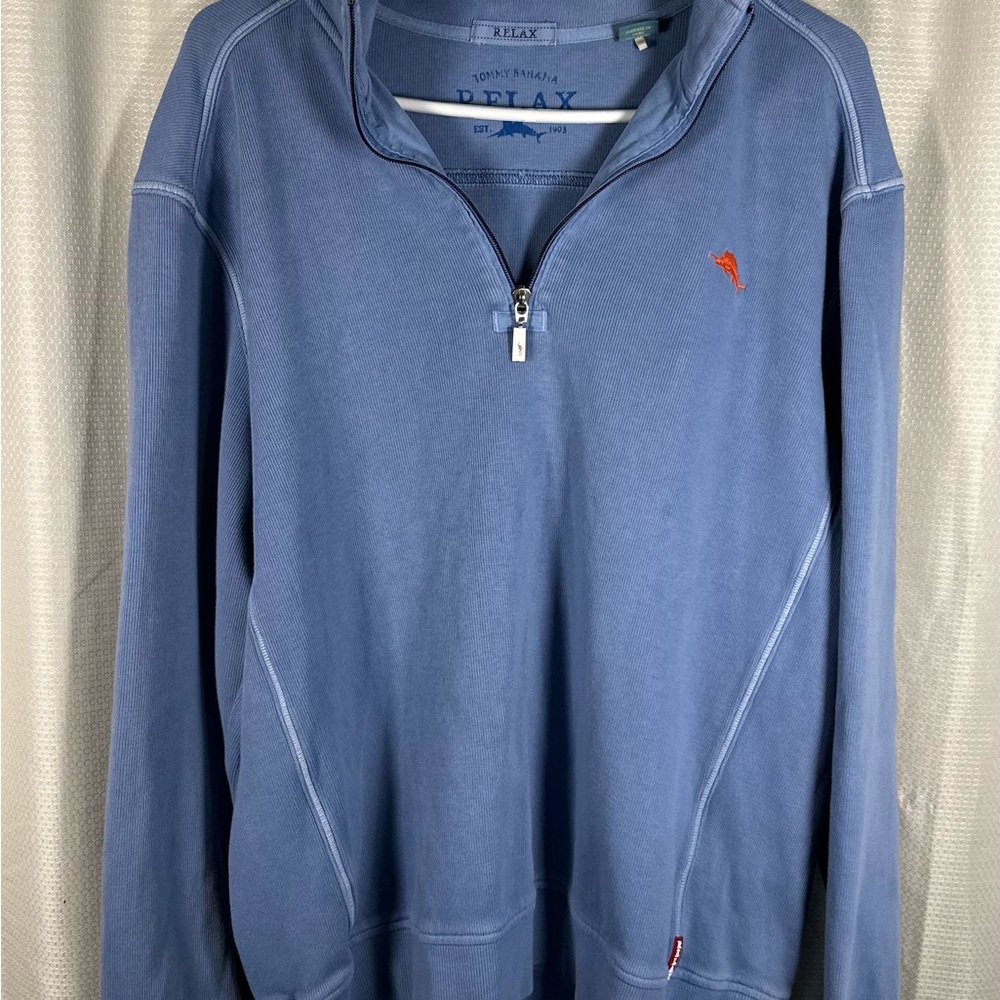 Tommy Bahama Men's Blue Half-Zip Sweater size XL